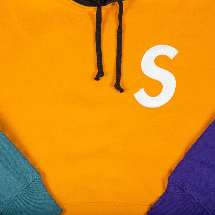 Supreme S Logo Colorblocked Hoodie Orange