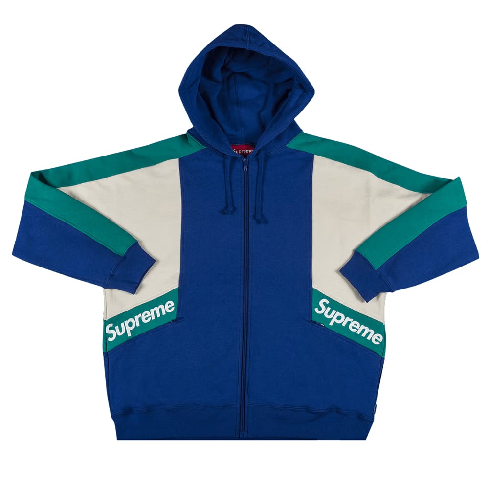 Supreme Color Blocked Zip Up Hoodie Royal