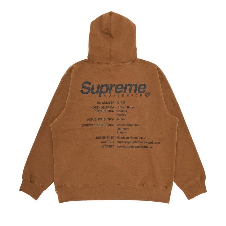 Supreme Worldwide Hoodie Olive Brown