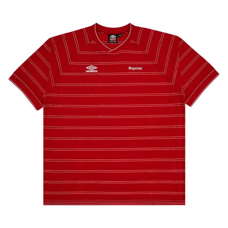 Supreme x Umbro Stripe Soccer Jersey Red