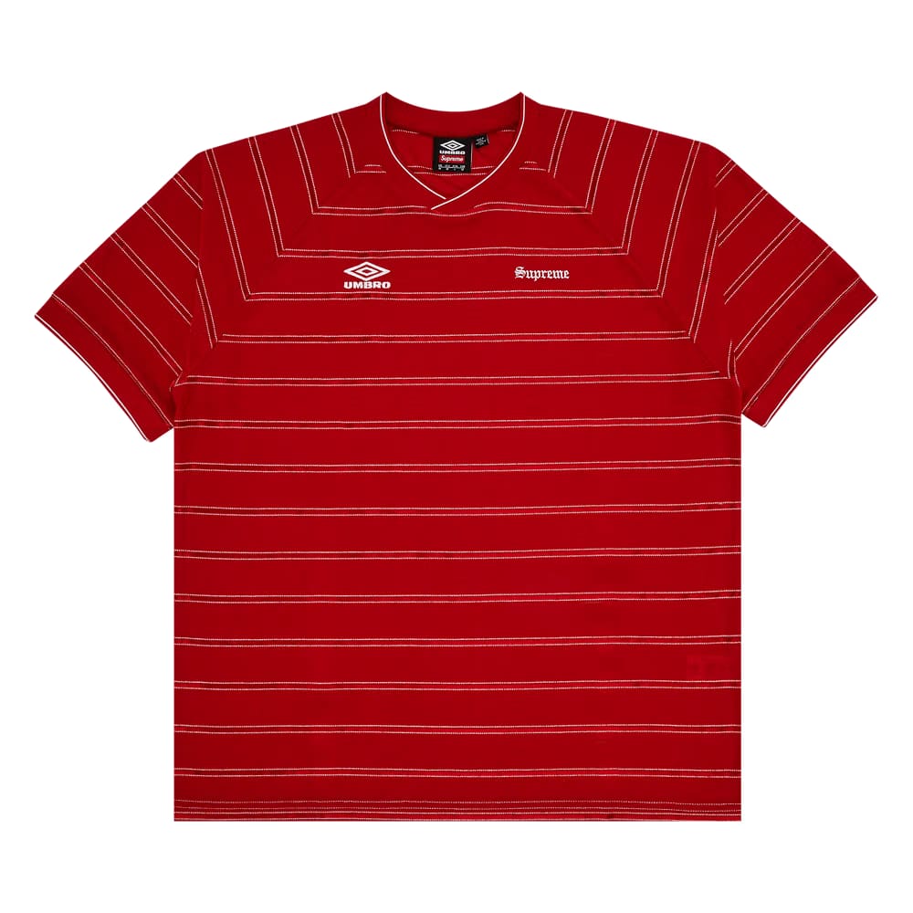 Supreme x Umbro Stripe Soccer Jersey Red