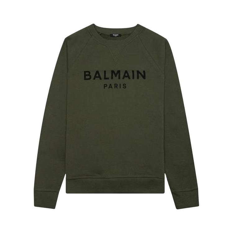 Balmain Printed Sweatshirt Kaki Fonce