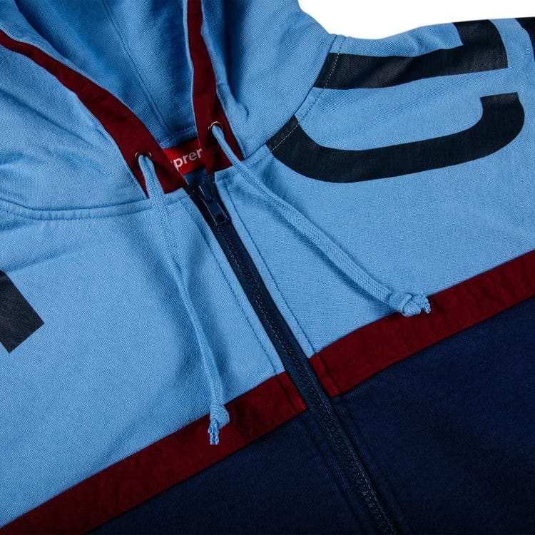 Supreme Big Logo Paneled Zip Up Hoodie Navy