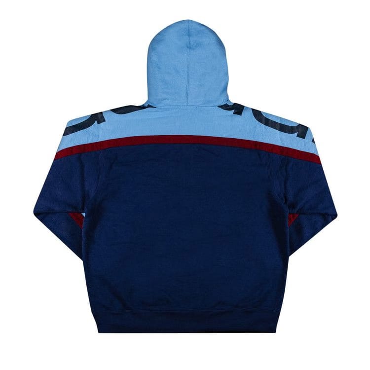 Supreme Big Logo Paneled Zip Up Hoodie Navy