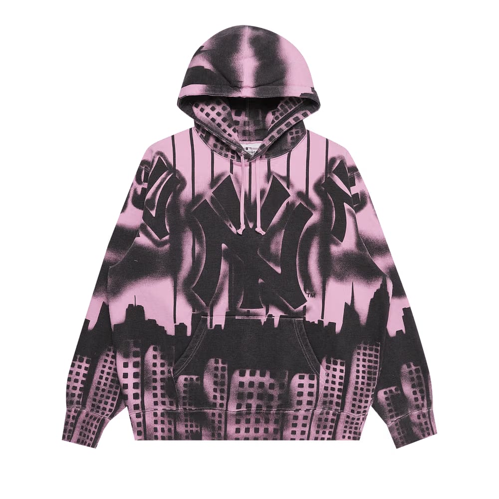 Supreme x New York Yankees Airbrush Hoodie Pink