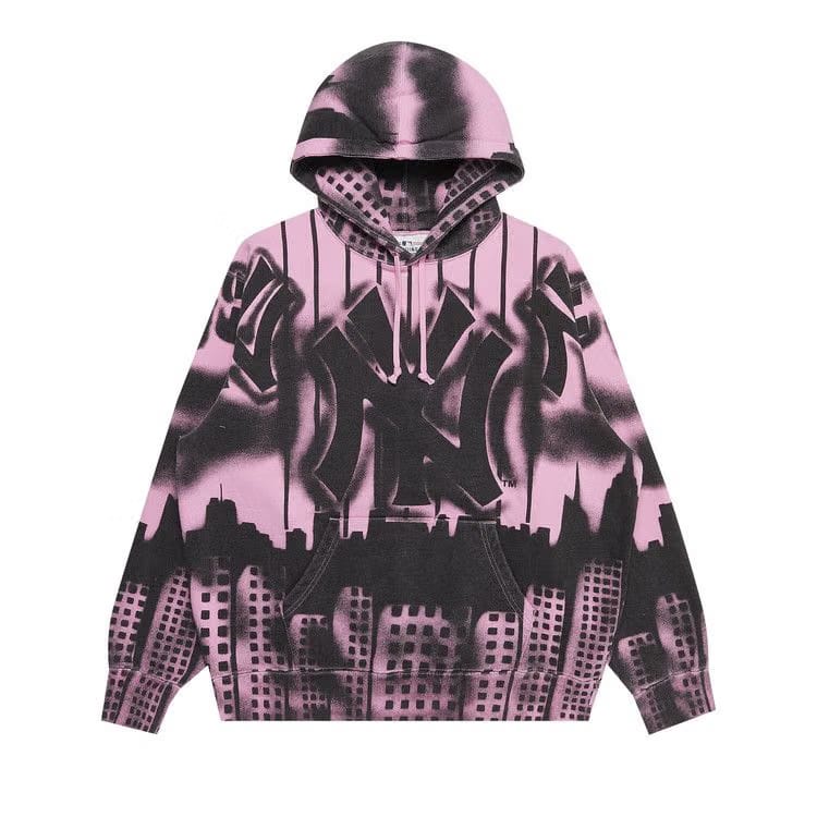 Supreme x New York Yankees Airbrush Hoodie Pink