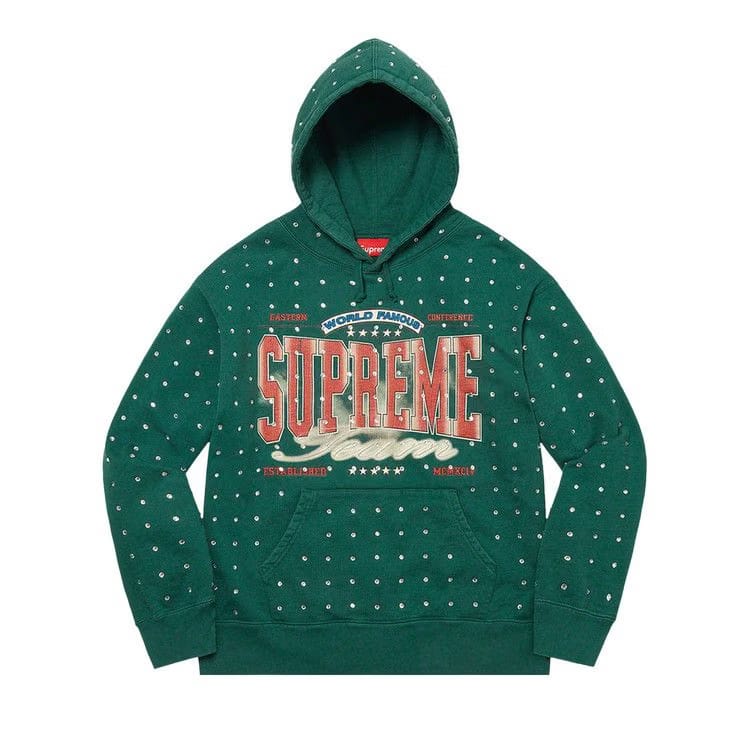 Supreme Rhinestone Hoodie Dark Green