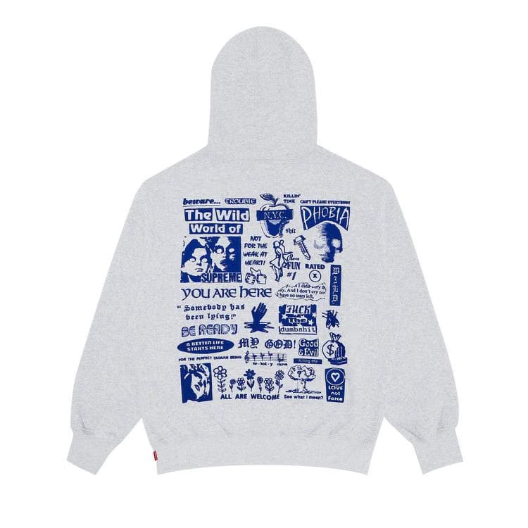Supreme Wild Embroidered Hoodie Ash Grey