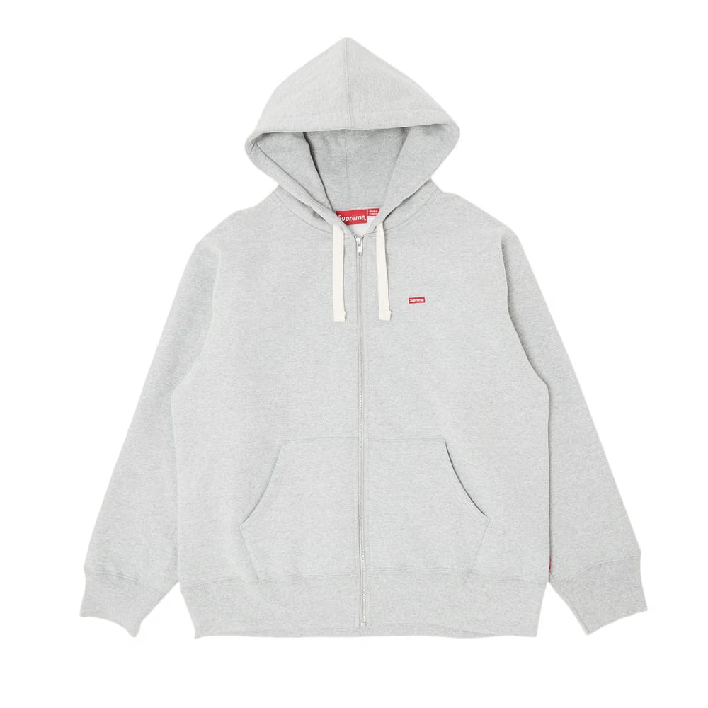 Supreme Small Box Drawcord Zip Up Hoodie Heather Grey