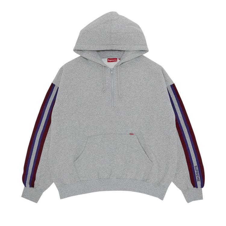Supreme Half Zip Hoodie Heather Grey