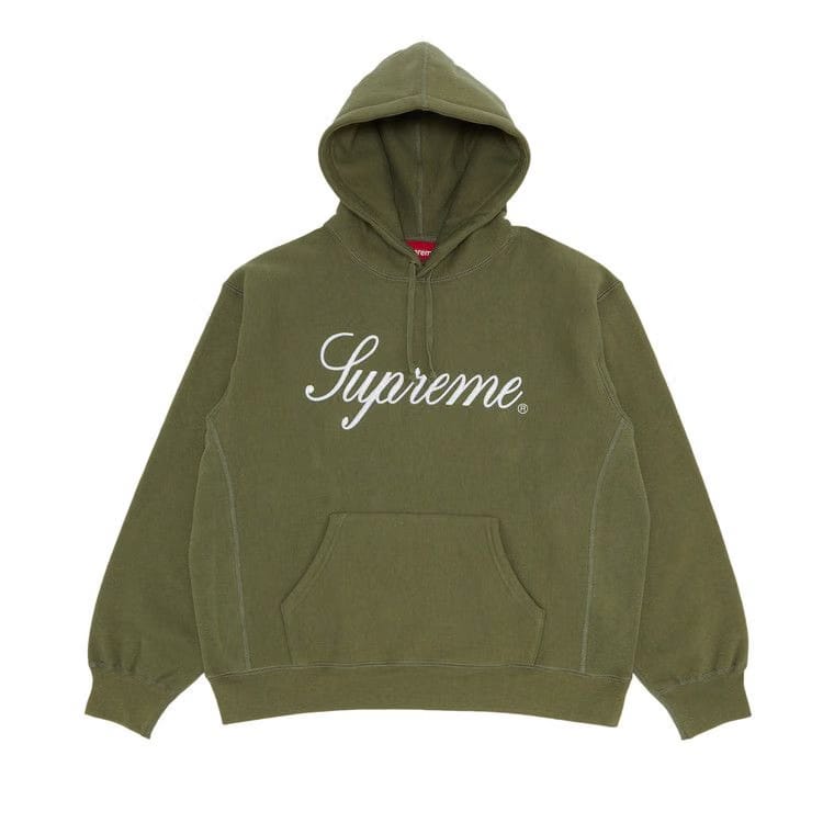 Supreme Raised Script Hoodie Light Olive