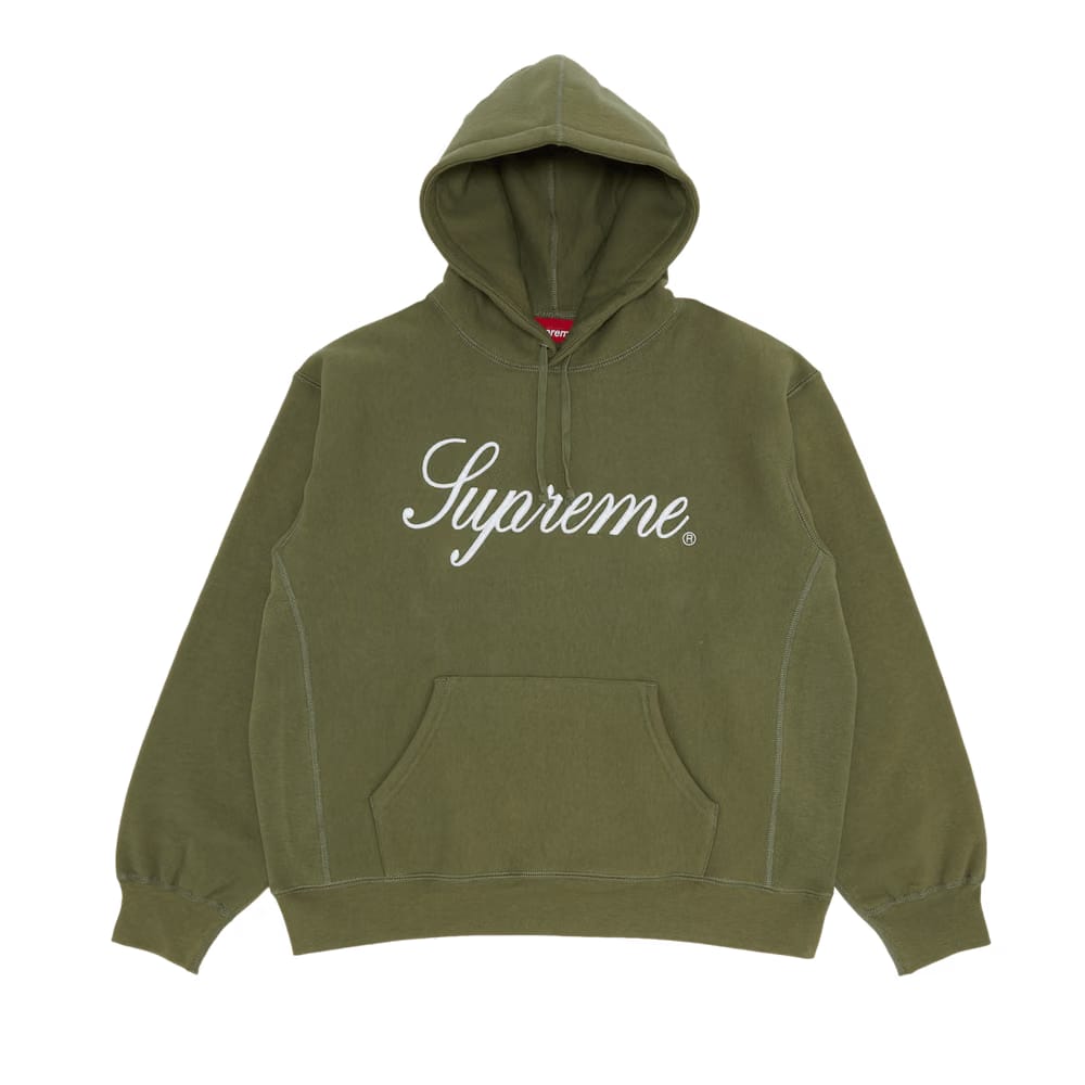 Supreme Raised Script Hoodie Light Olive