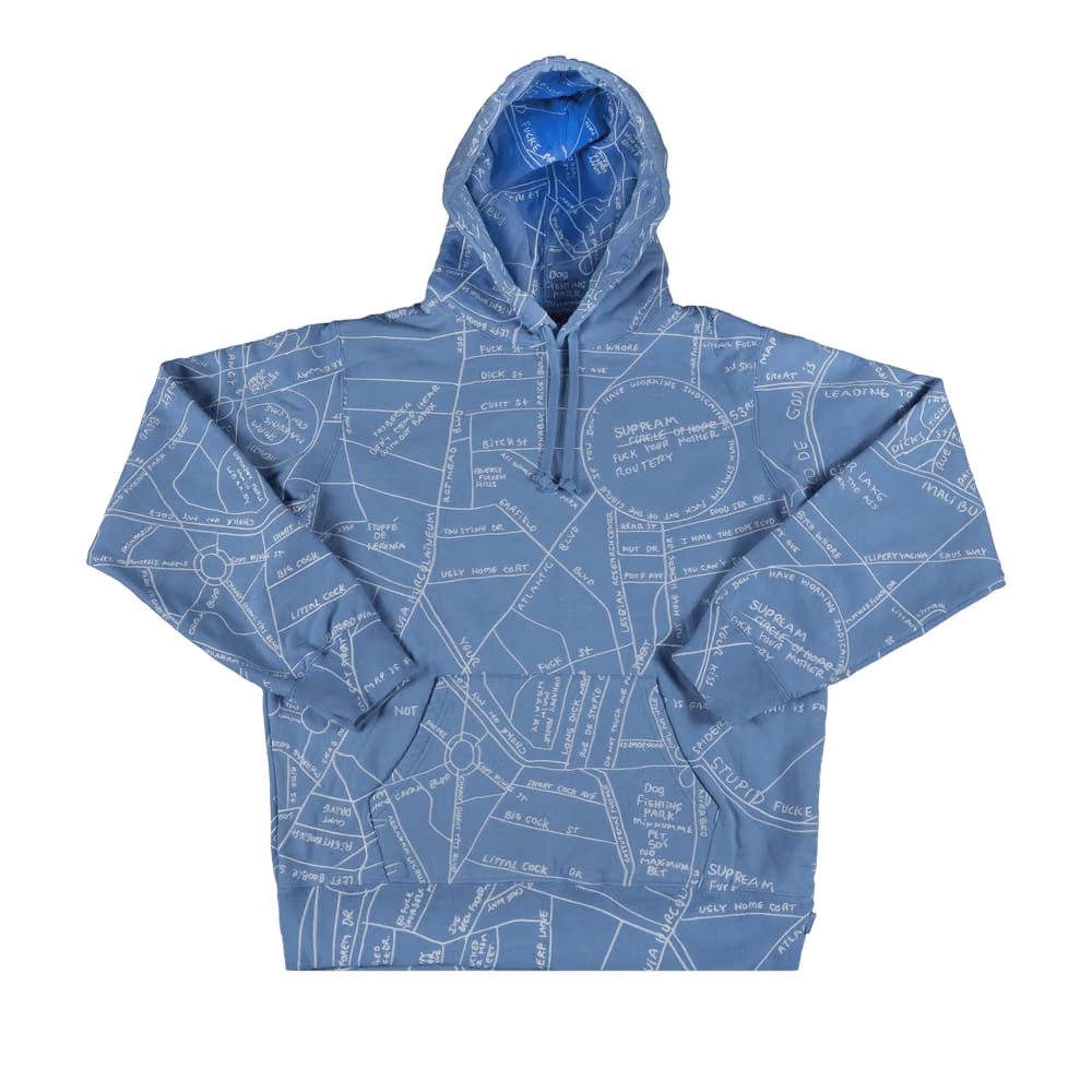 Supreme Gonz Embroidered Map Hoodie Blue