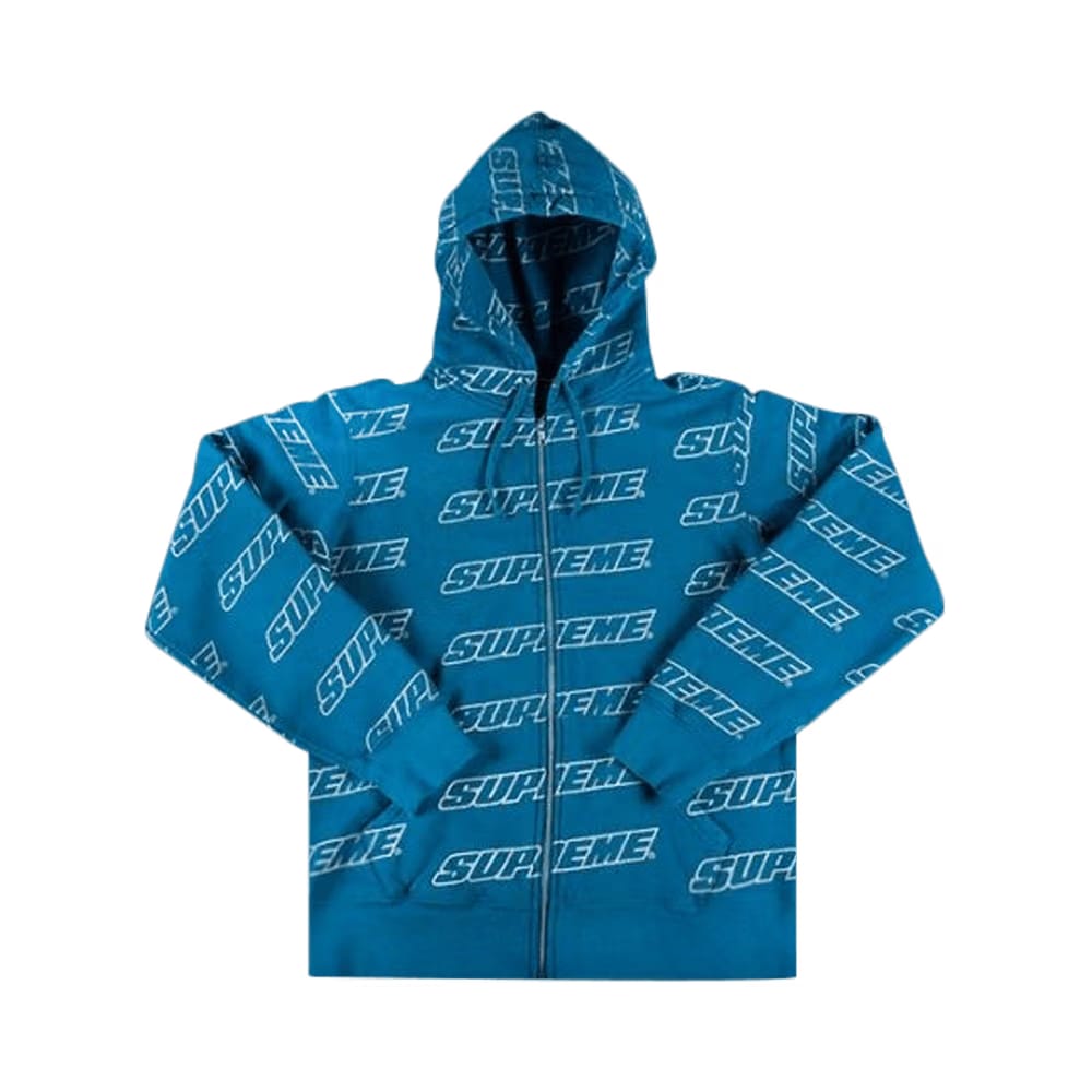 Supreme Repeat Zip Up Hoodie Aqua