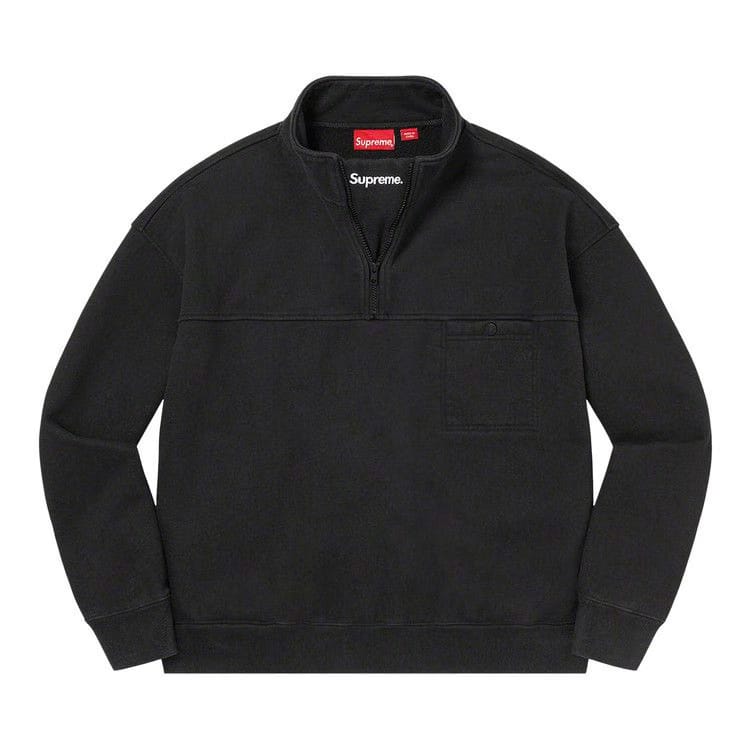Supreme Washed Half Zip Pullover Black