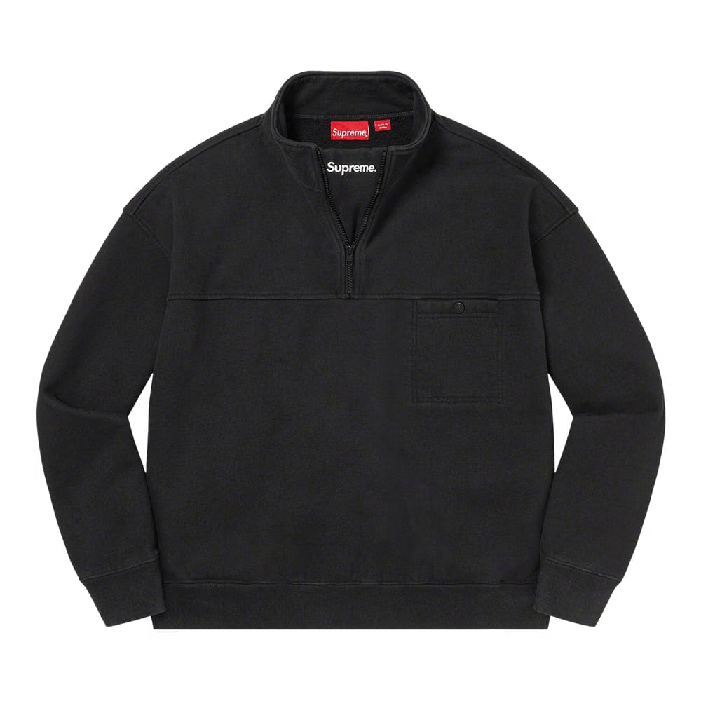 Supreme Washed Half Zip Pullover Black