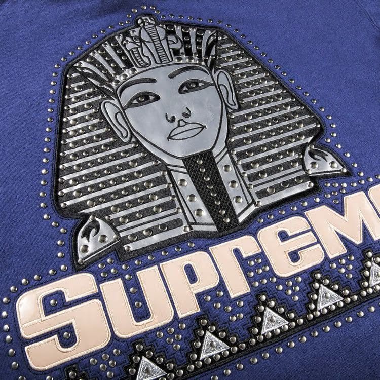 Supreme Pharaoh Studded Hoodie Washed Navy
