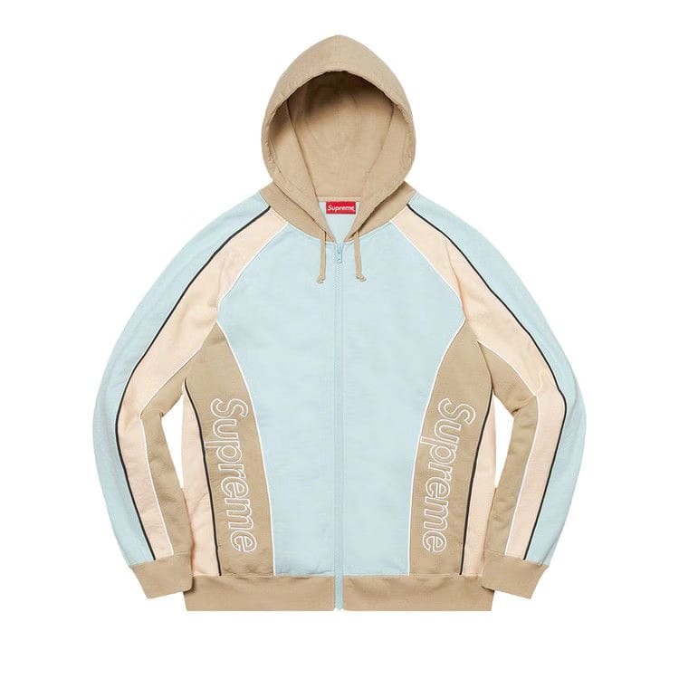 Supreme Track Paneled Zip Up Hoodie Light Pine