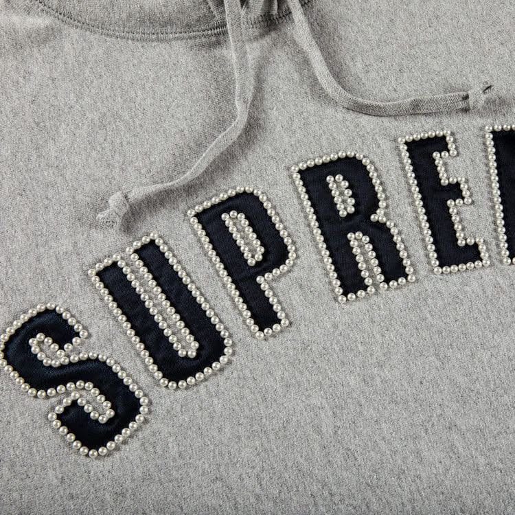 Supreme Pearl Logo Hoodie Heather Grey