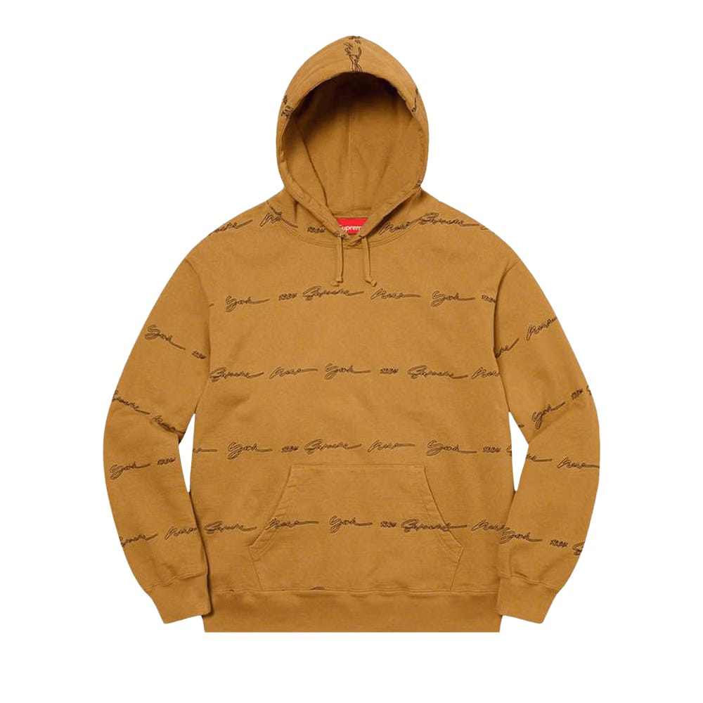 Supreme Script Stripe Hoodie Dark Mustard