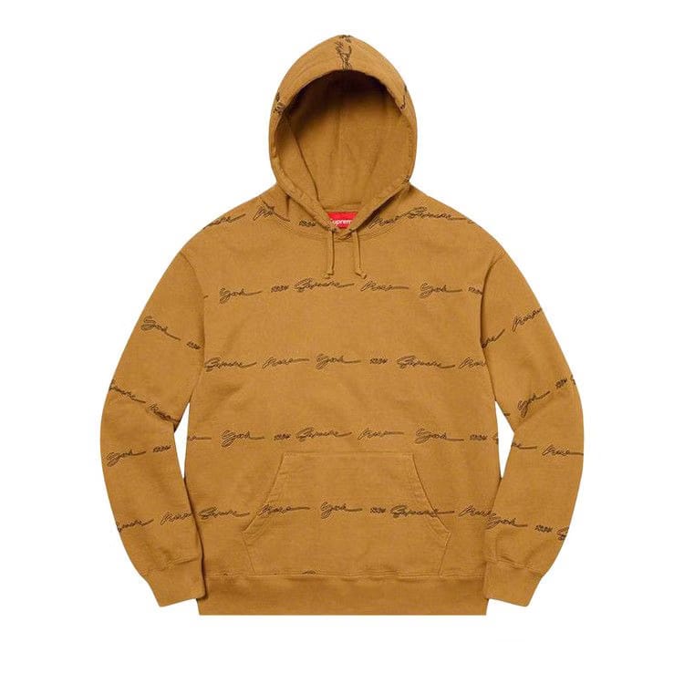 Supreme Script Stripe Hoodie Dark Mustard