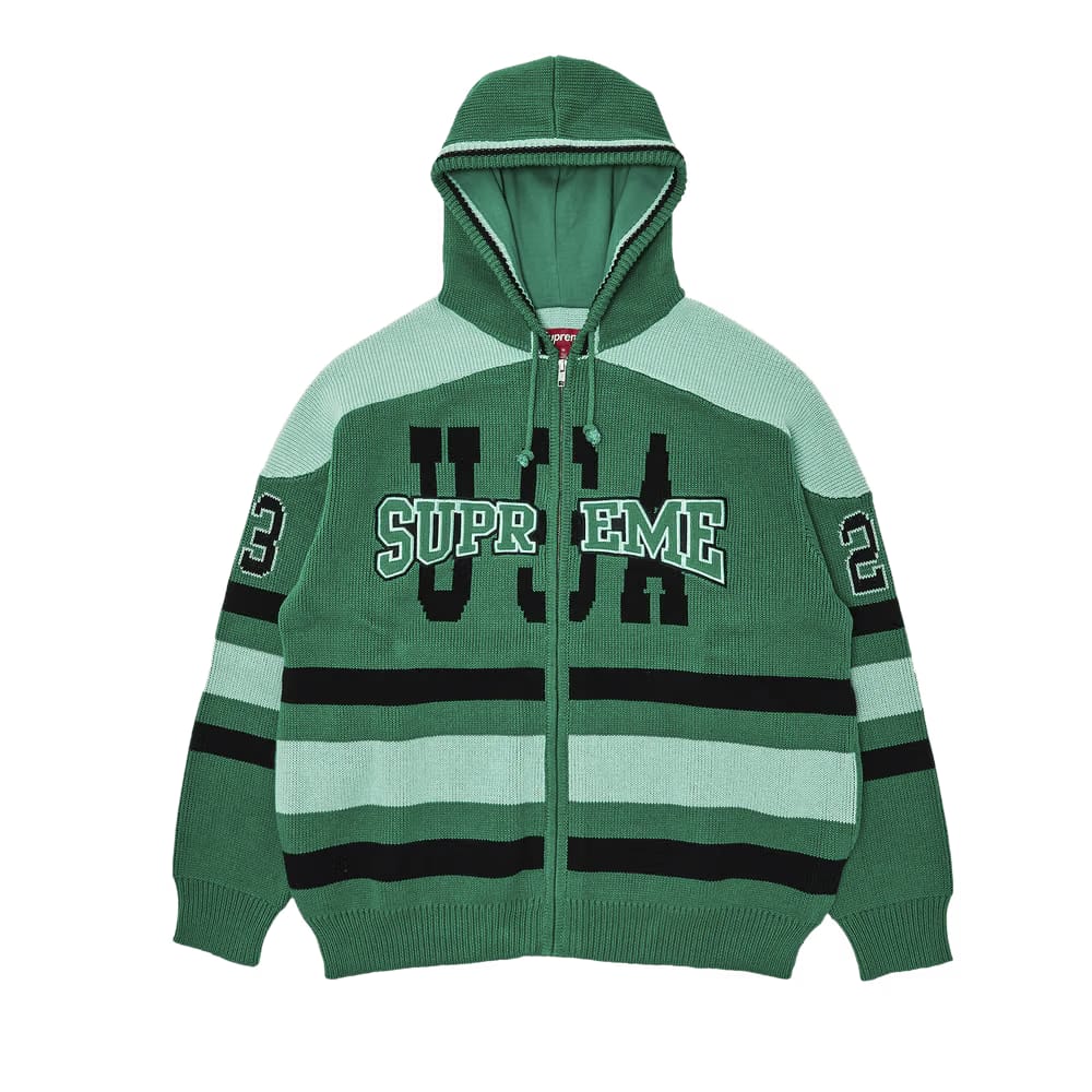 Supreme USA Zip Up Hooded Sweater Green