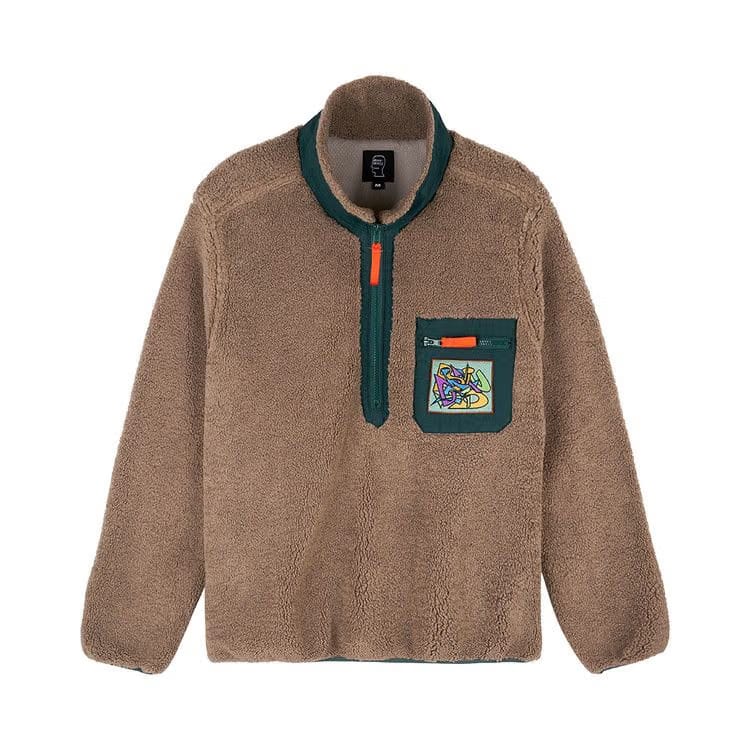 Brain Dead Teddy Sherpa Half Zip Jacket Nutmeg