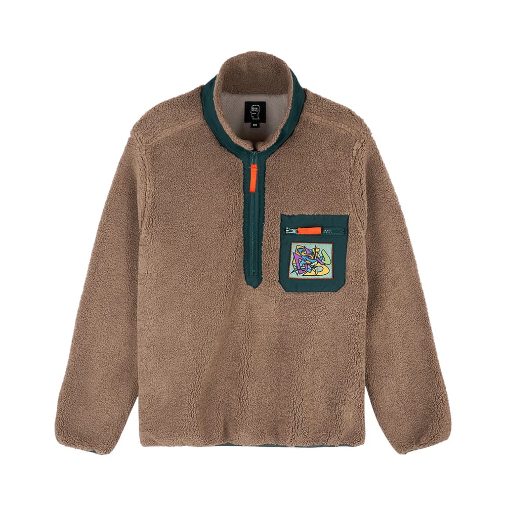 Brain Dead Teddy Sherpa Half Zip Jacket Nutmeg
