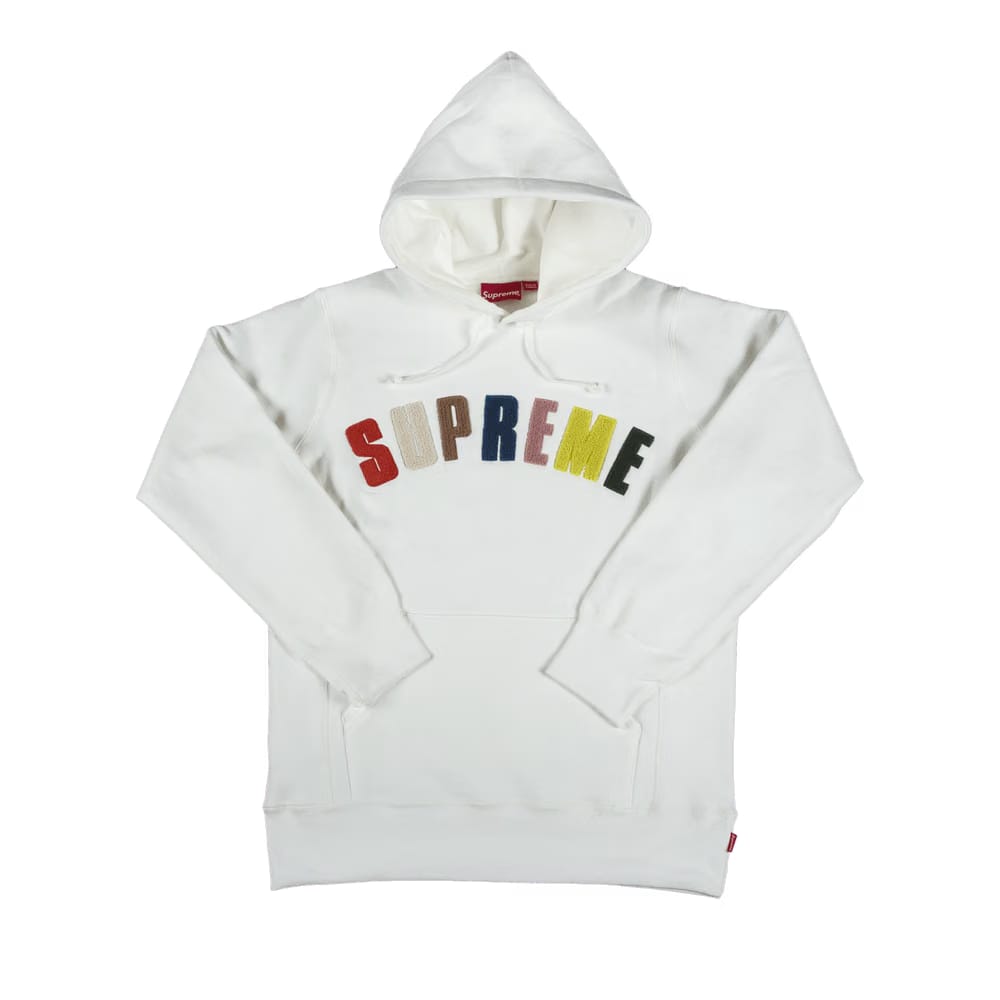 Supreme Chenille Arc Logo Hoodie White