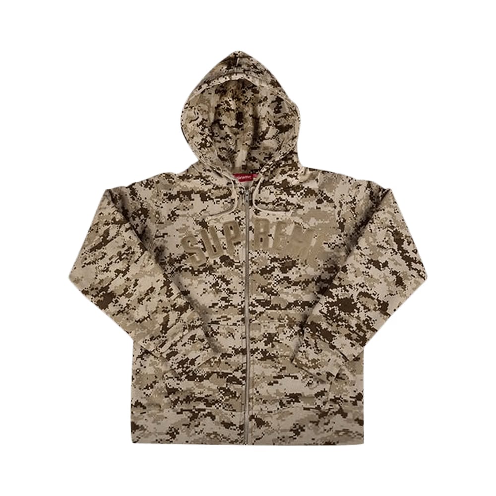 Supreme Arc Logo Thermal Zip Up Sweatshirt Tan