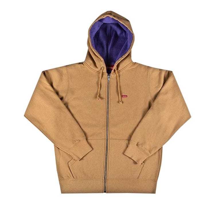 Supreme Contrast Zip Up Hoodie Light Brown