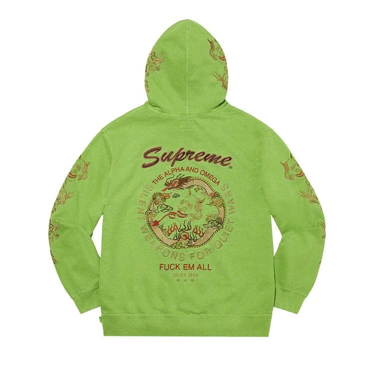 Supreme Dragon Overdyed Hoodie Lime