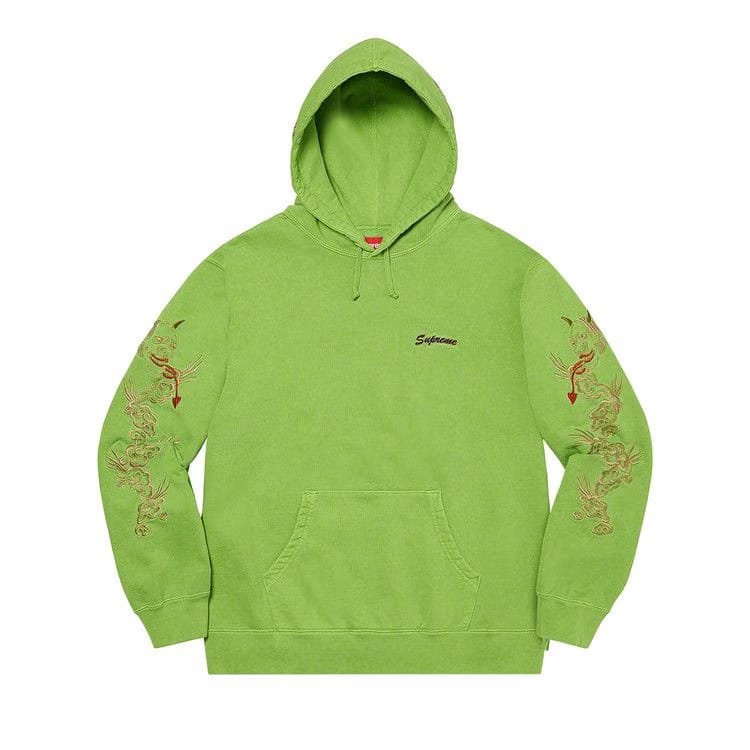 Supreme Dragon Overdyed Hoodie Lime