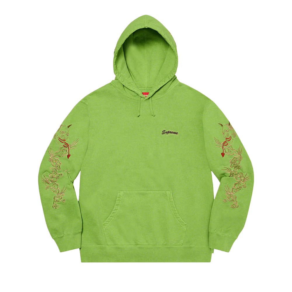 Supreme Dragon Overdyed Hoodie Lime