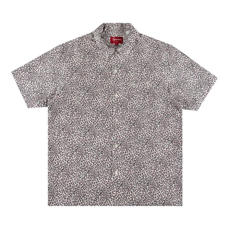 Supreme Leopard Silk Shorts-Sleeve Shirt Pink