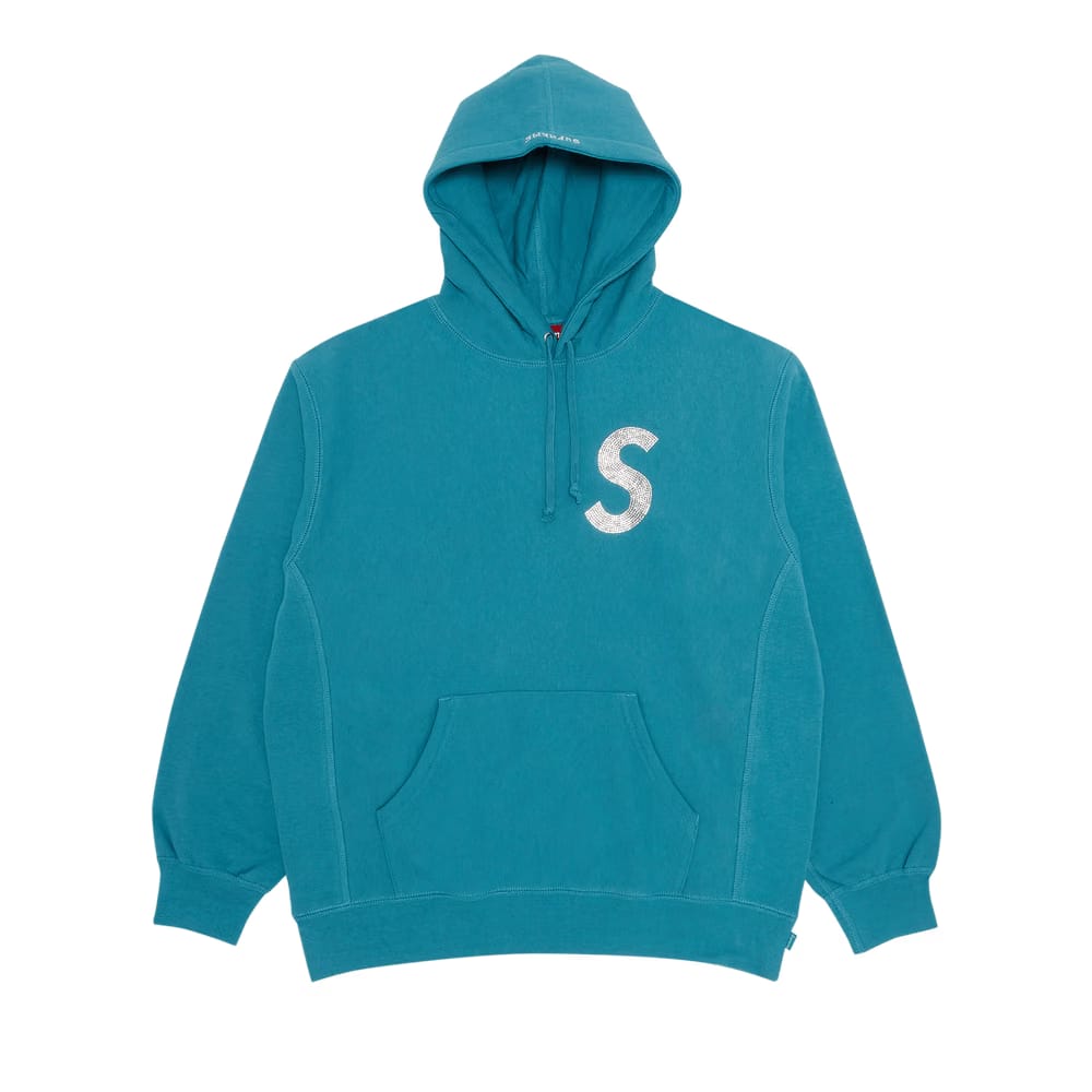 Supreme x Swarovski S Logo Hoodie Light Aqua