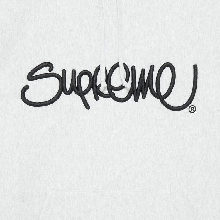 Supreme Raised Handstyle Hoodie Ash Grey