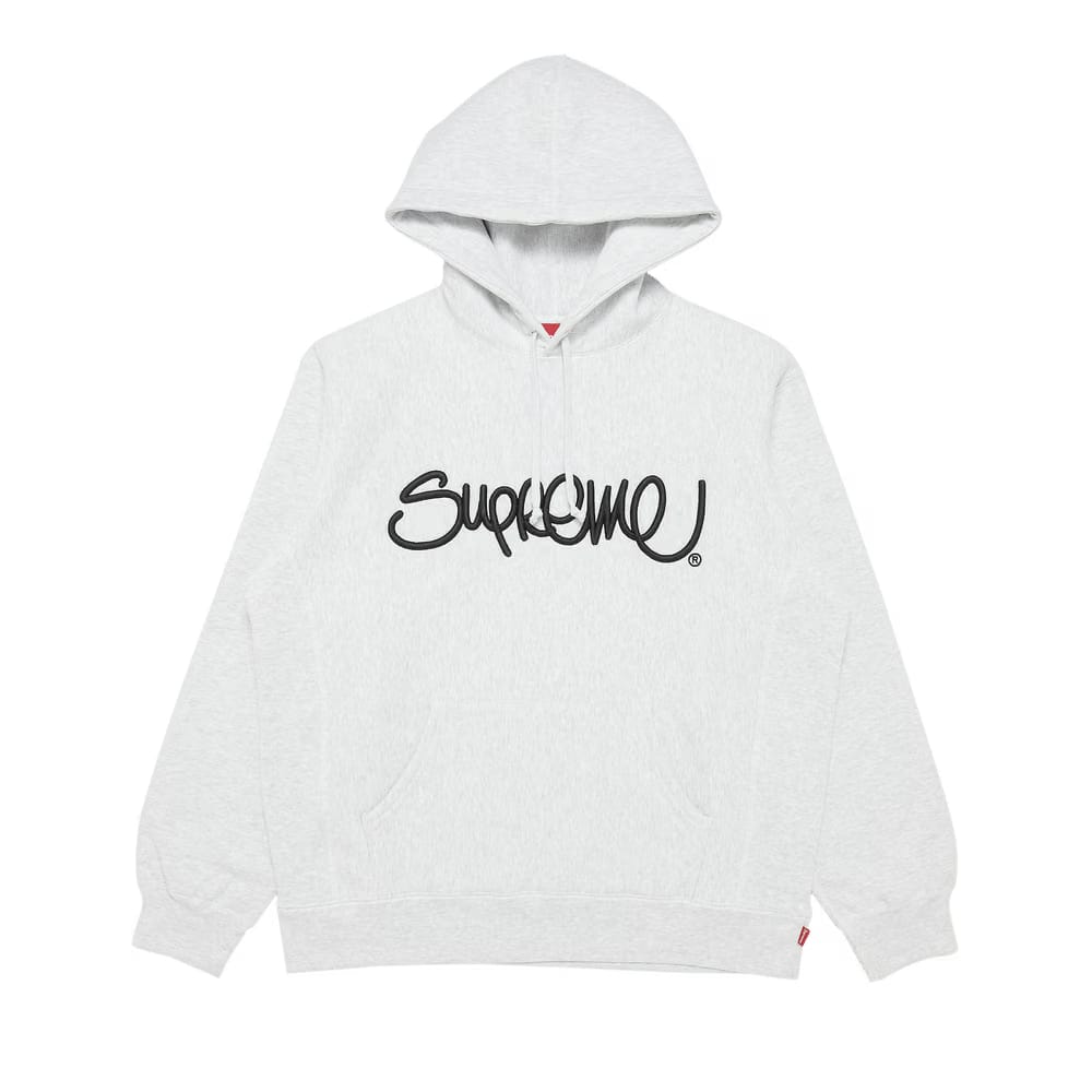 Supreme Raised Handstyle Hoodie Ash Grey