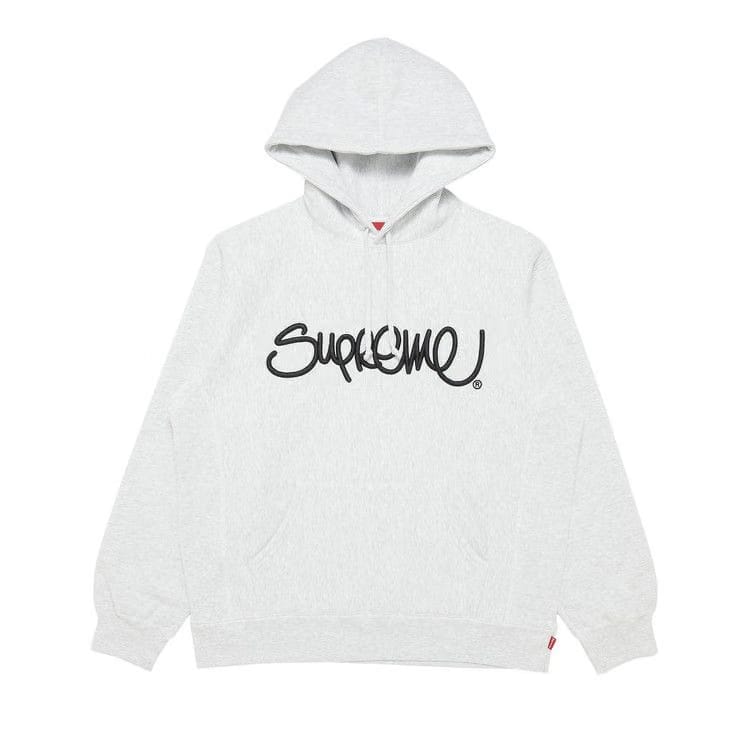 Supreme Raised Handstyle Hoodie Ash Grey