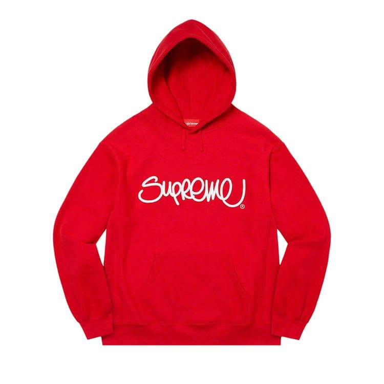 Supreme Raised Handstyle Hoodie Red