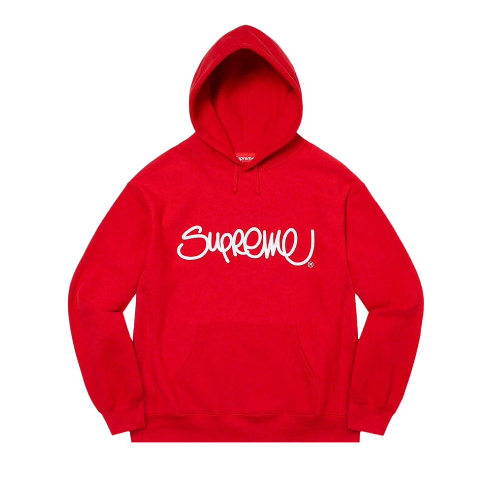 Supreme Raised Handstyle Hoodie Red