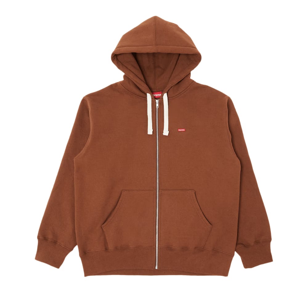 Supreme Small Box Drawcord Zip Up Hoodie Brown