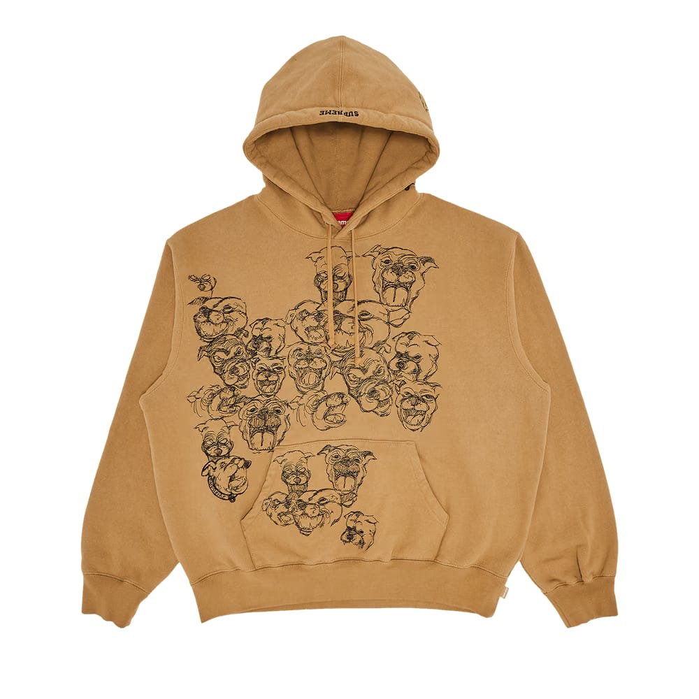 Supreme Pitbulls Embroidered Hoodie Light Tan