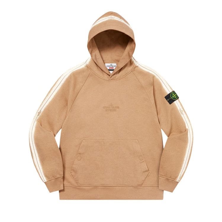 Supreme x Stone Island Stripe Hoodie Tan