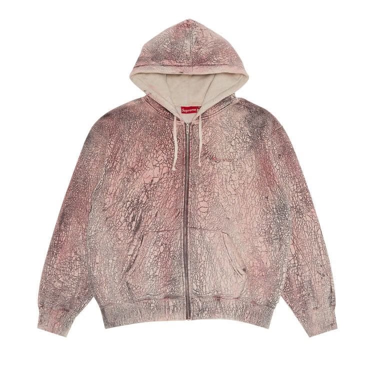 Supreme Crackle Zip Up Hoodie Red