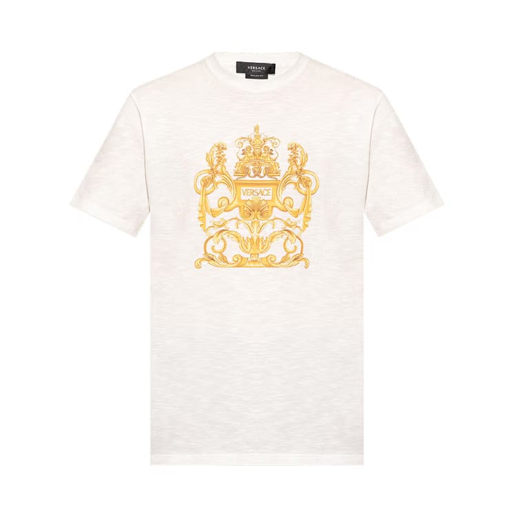 Versace Crewneck Baroque T-Shirt Cream