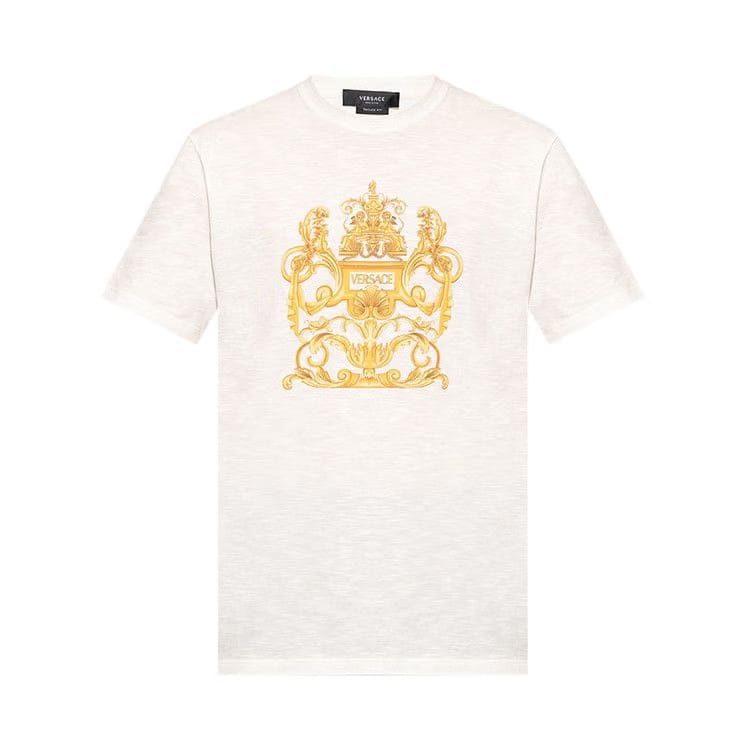 Versace Crewneck Baroque T-Shirt Cream