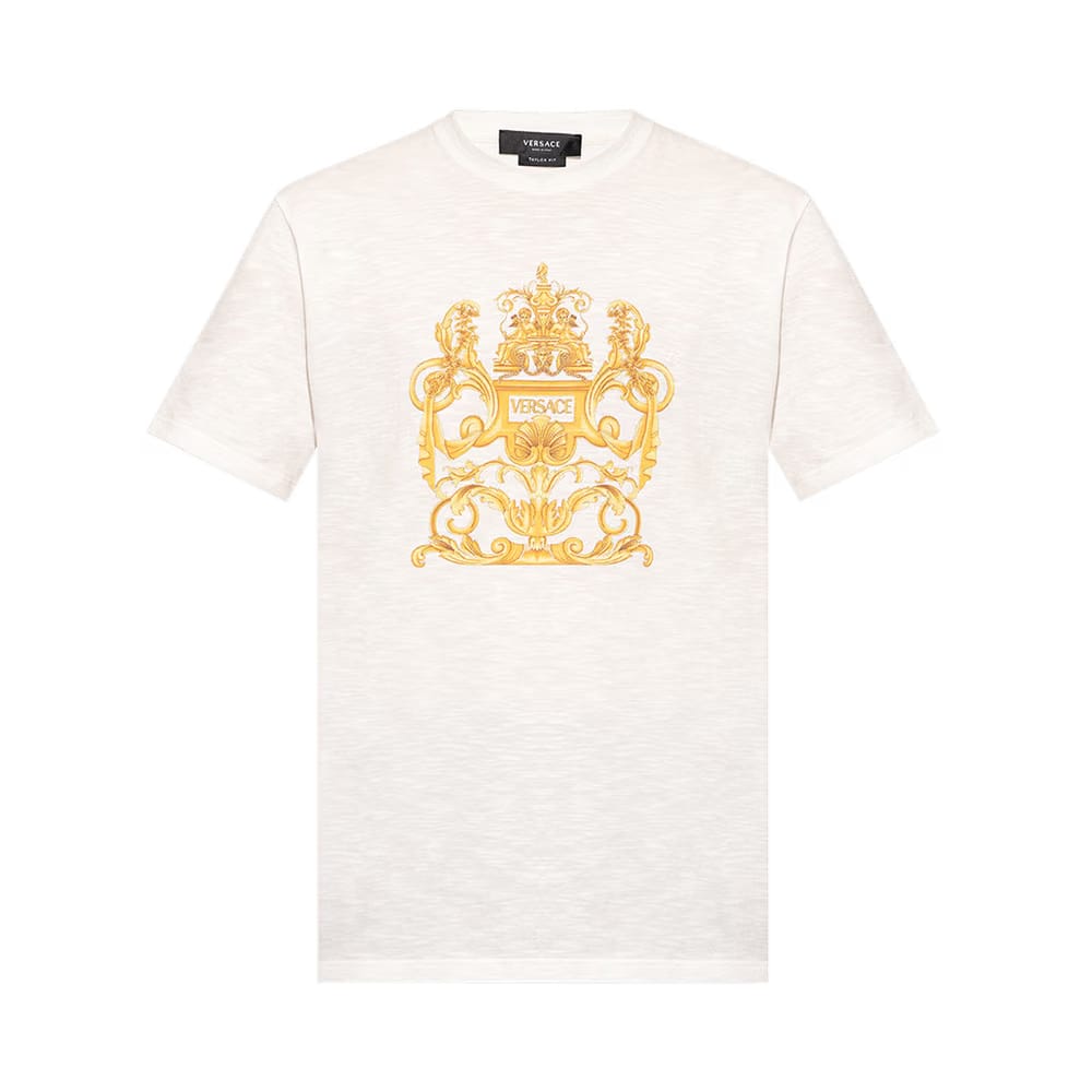 Versace Crewneck Baroque T-Shirt Cream
