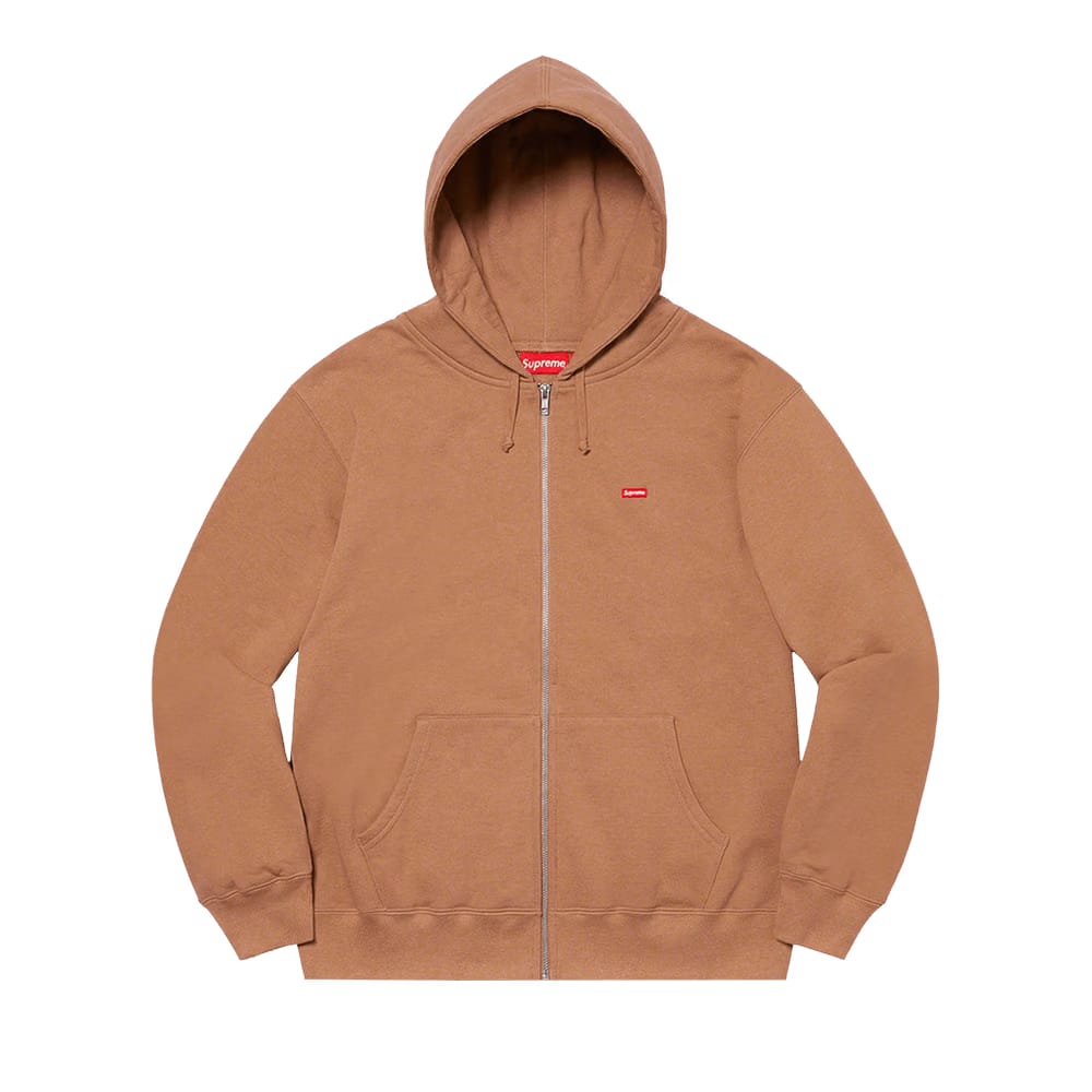 Supreme Small Box Zip Up Hoodie Brown