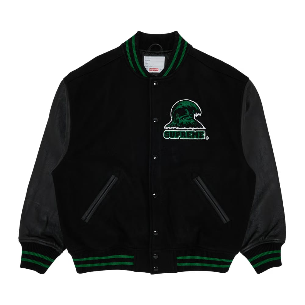 Supreme Wave Varsity Jacket Black